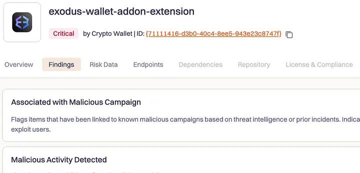Malicious Exodus Wallet extension. Source: Koi Security