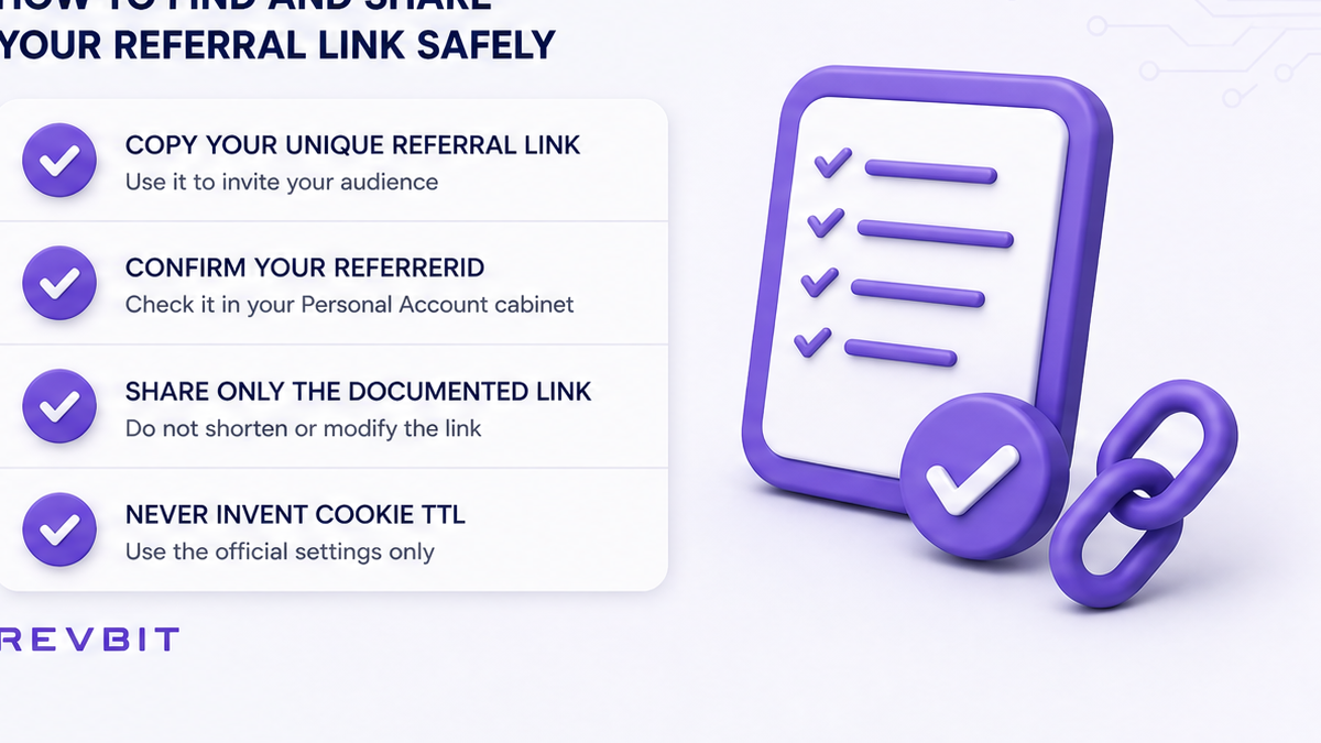 Checklist board: find and share your RevBit referral link safely