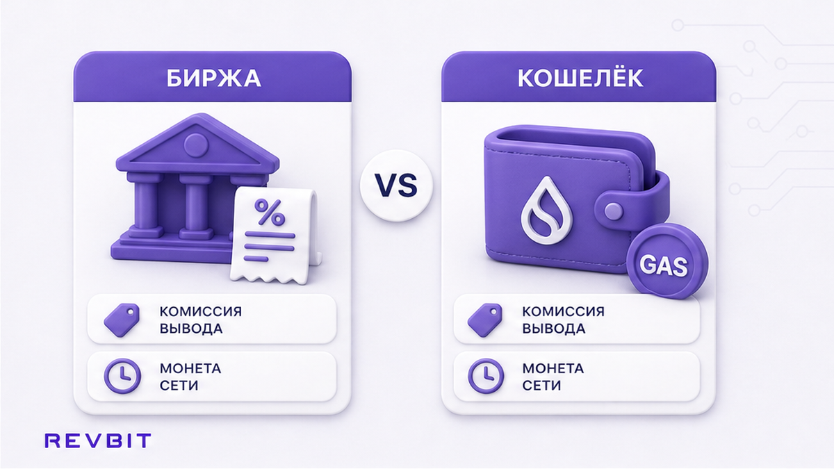 Сравнение комиссии вывода с биржи и сетевой комиссии личного кошелька