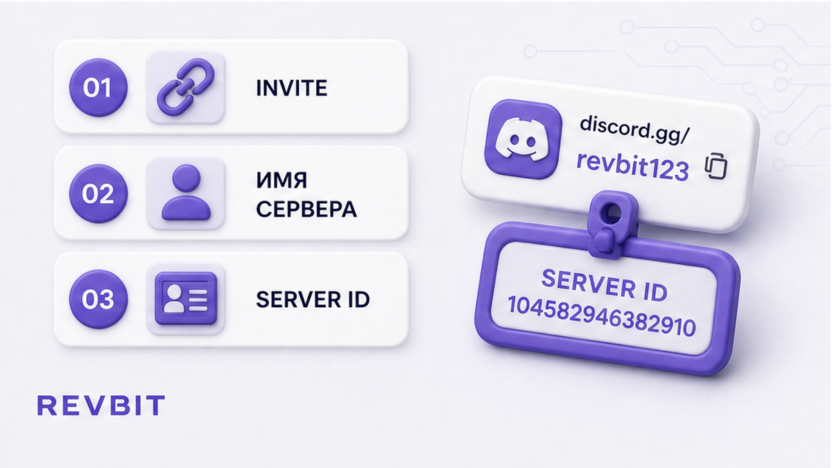 Три шага сверки: invite, имя сервера и Server ID с сайта