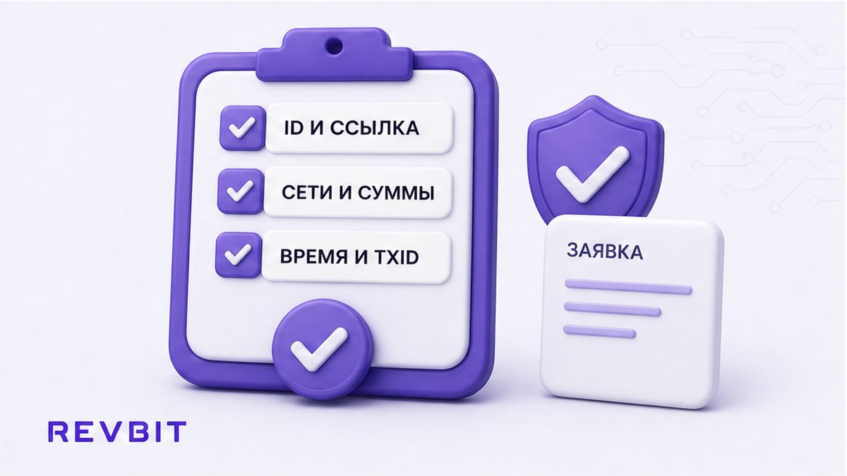 Безопасная карточка заявки с ID, сетями, суммами и TxID