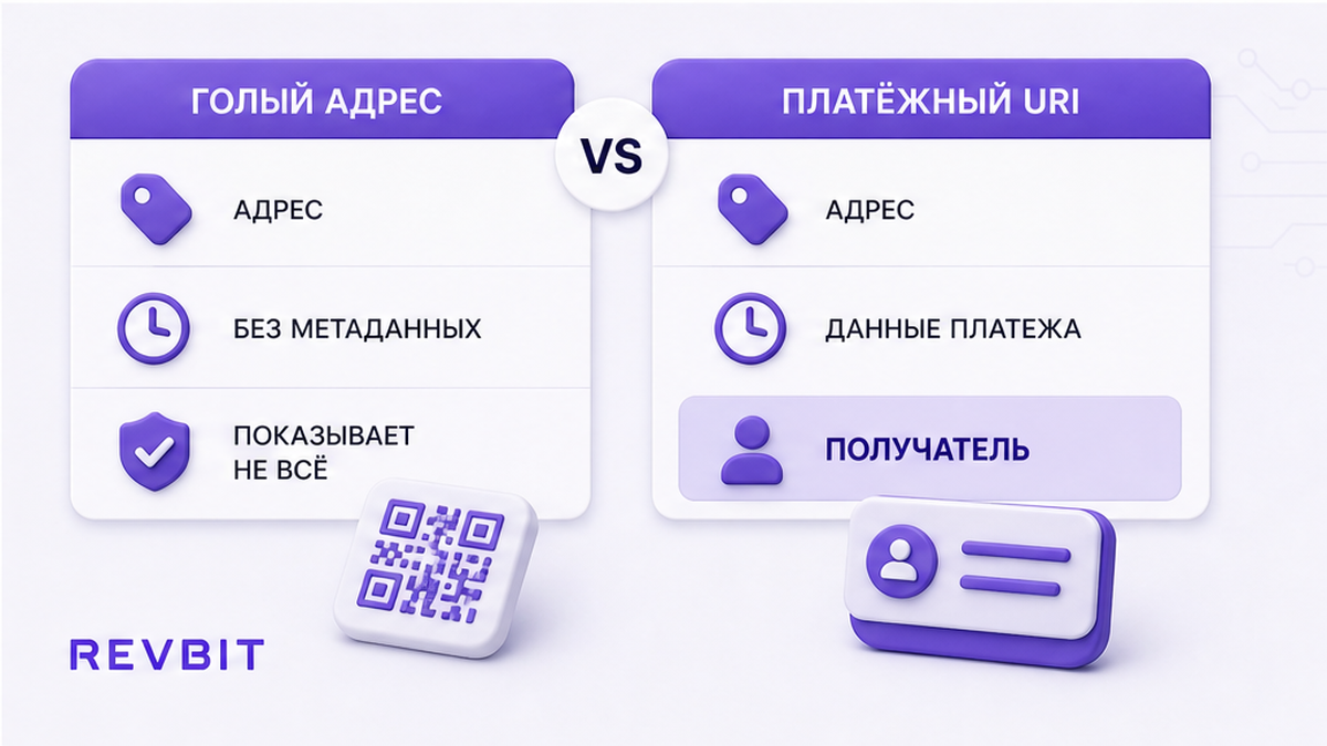Сравнение голого адреса и адреса получателя в платёжном URI