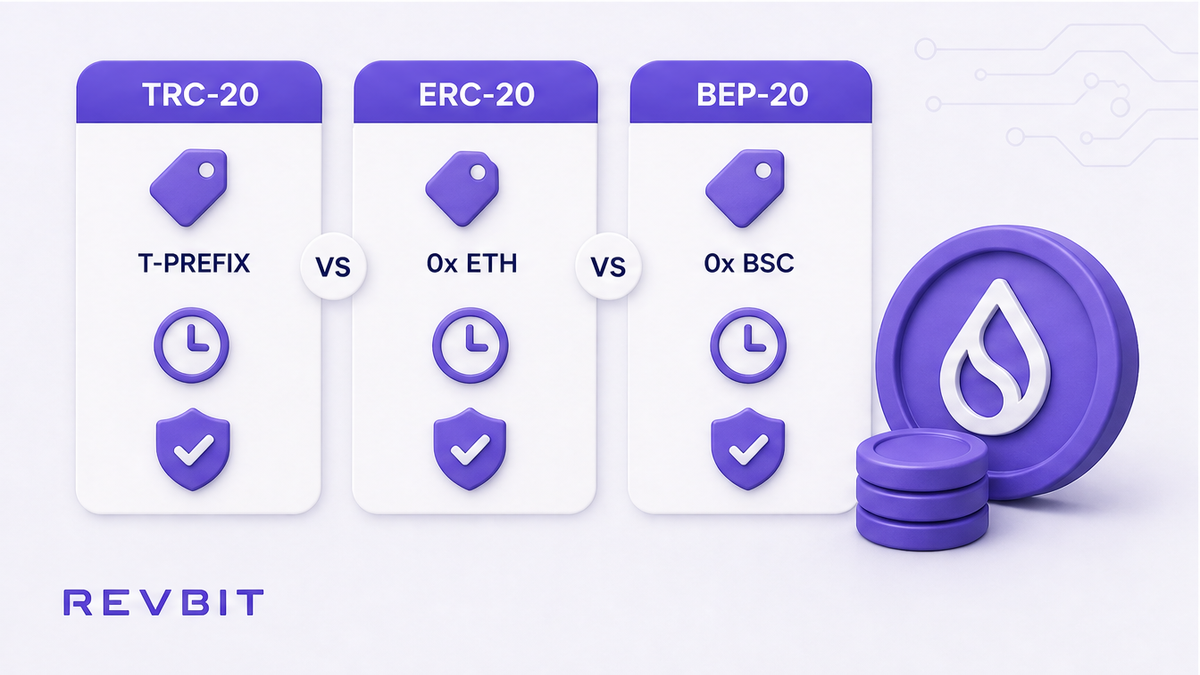 Сравнение сетей USDT TRC-20, ERC-20 и BEP-20 по префиксу
