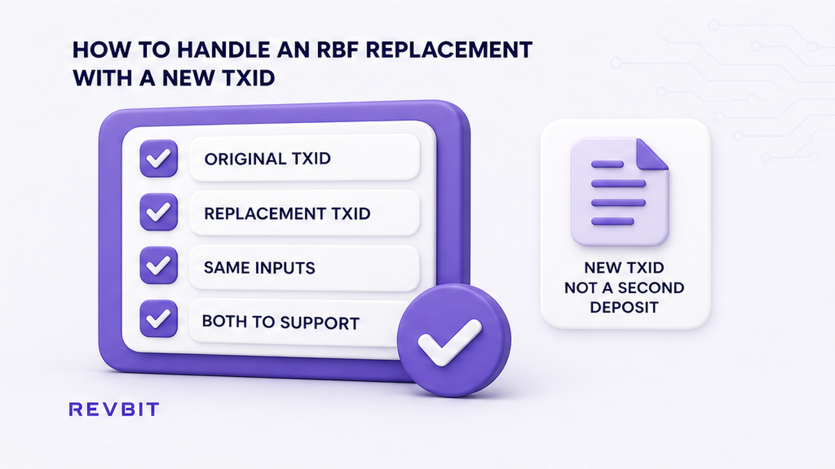 Checklist for recording the original TxID and the RBF replacement TxID as the same payment attempt